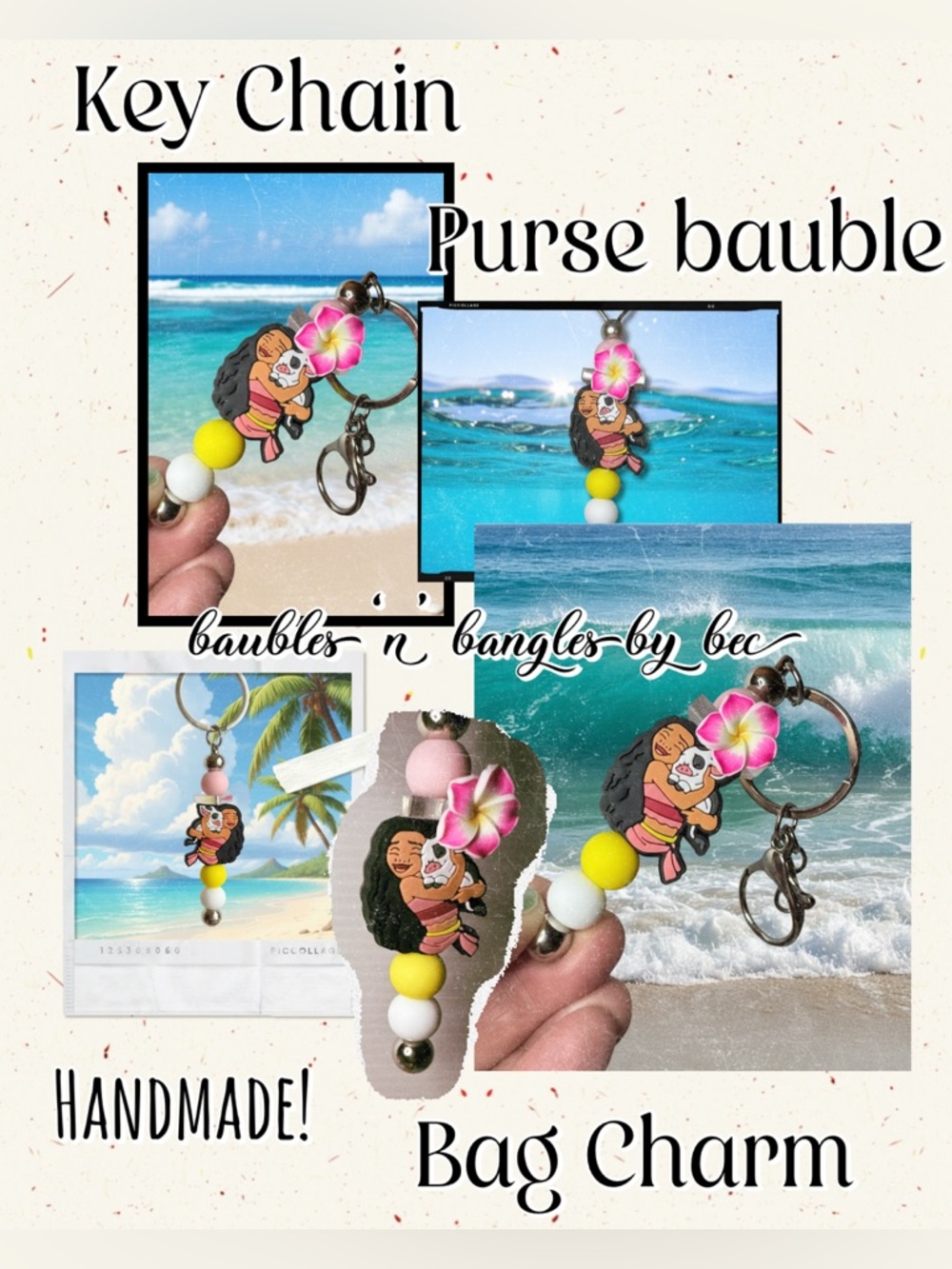 Handmade beaded keychain/bag charm/ purse bangle